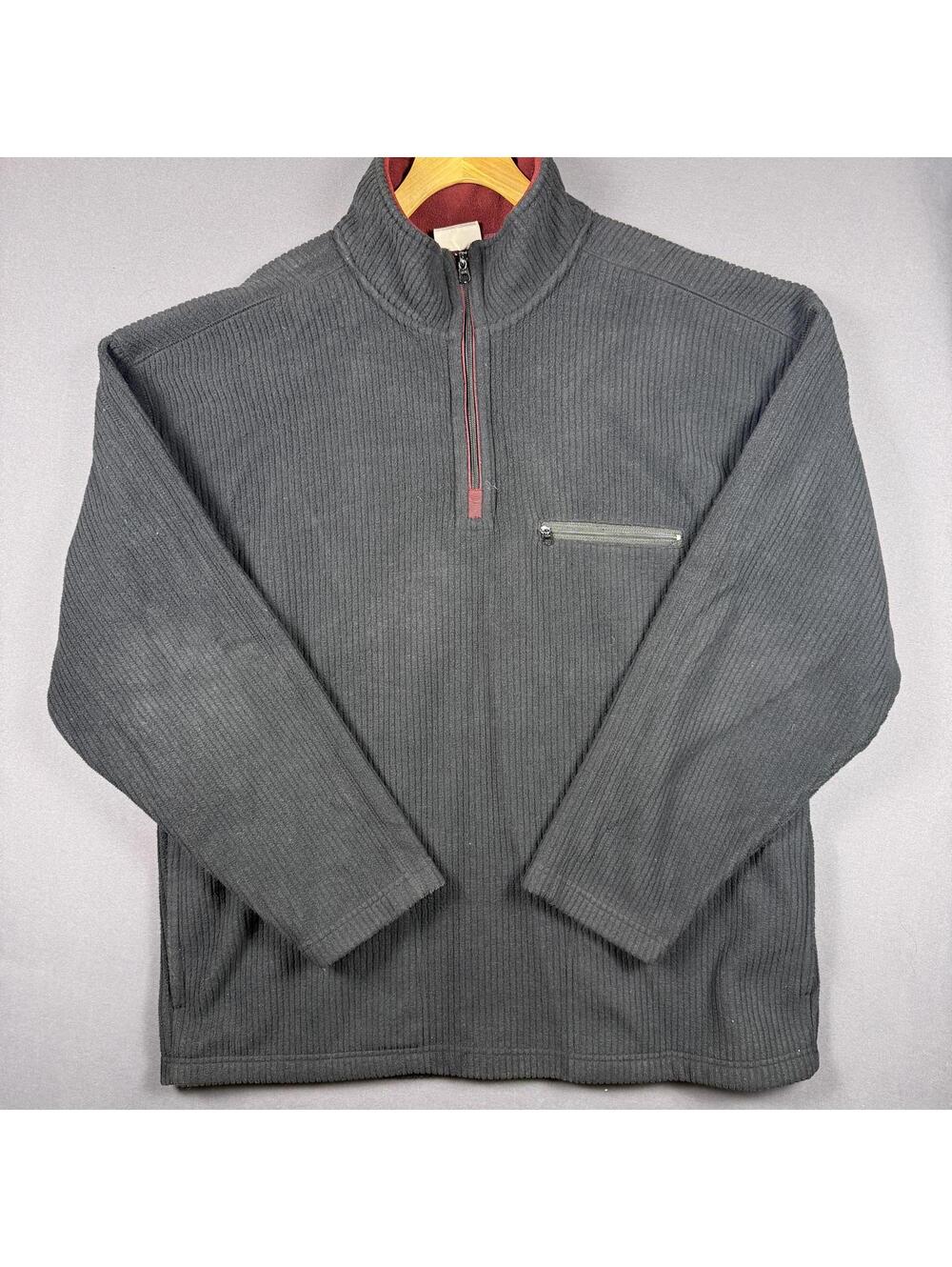 Fieldmaster Corduroy Fleeced Ribbed Black Quarter Zip Men's L